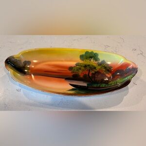 Vintage Noritake Hand-Painted Sunset Scenic Celery Plate
